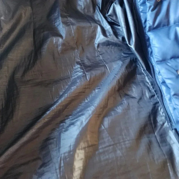 T Tahari 100% Polyester Puffer Hood Jacket Blue Zipper Long Sleeve Size Large - Picture 15 of 15